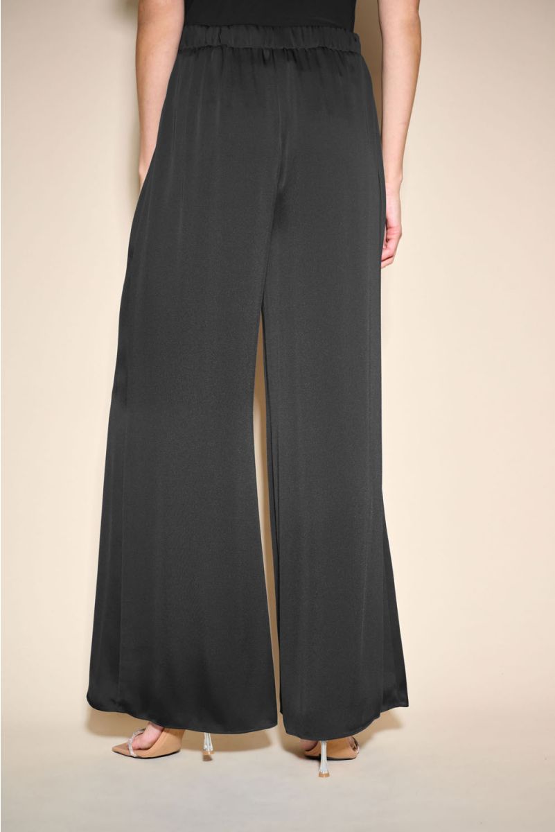 Joseph Ribkoff Black Satin Wide-Leg Pants Style 233785 – Luxetire