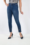 Frank Lyman Blue Woven Denim Pants Style 233807U