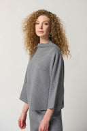 Joseph Ribkoff Grey Funnel Neck Boxy Top Style 233907