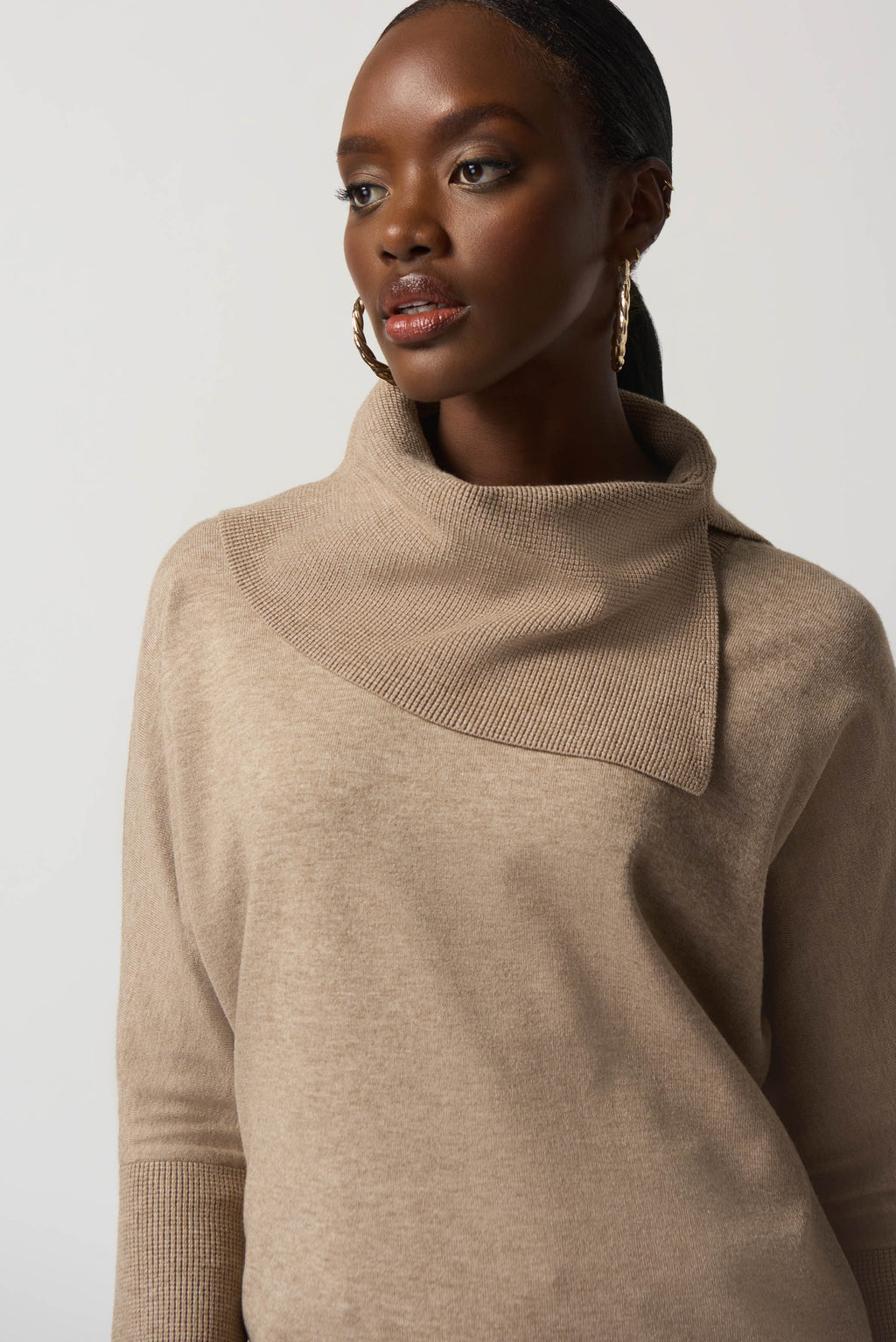 Joseph Ribkoff Latte Melange Asymmetrical Sweater Style 233955