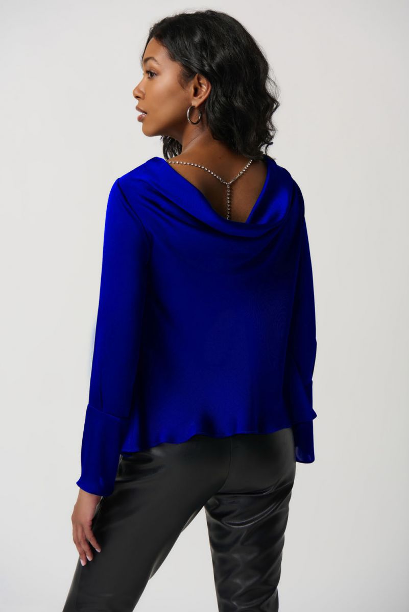 Joseph Ribkoff Royal Sapphire Flared Top with Necklace Chain Style 234045