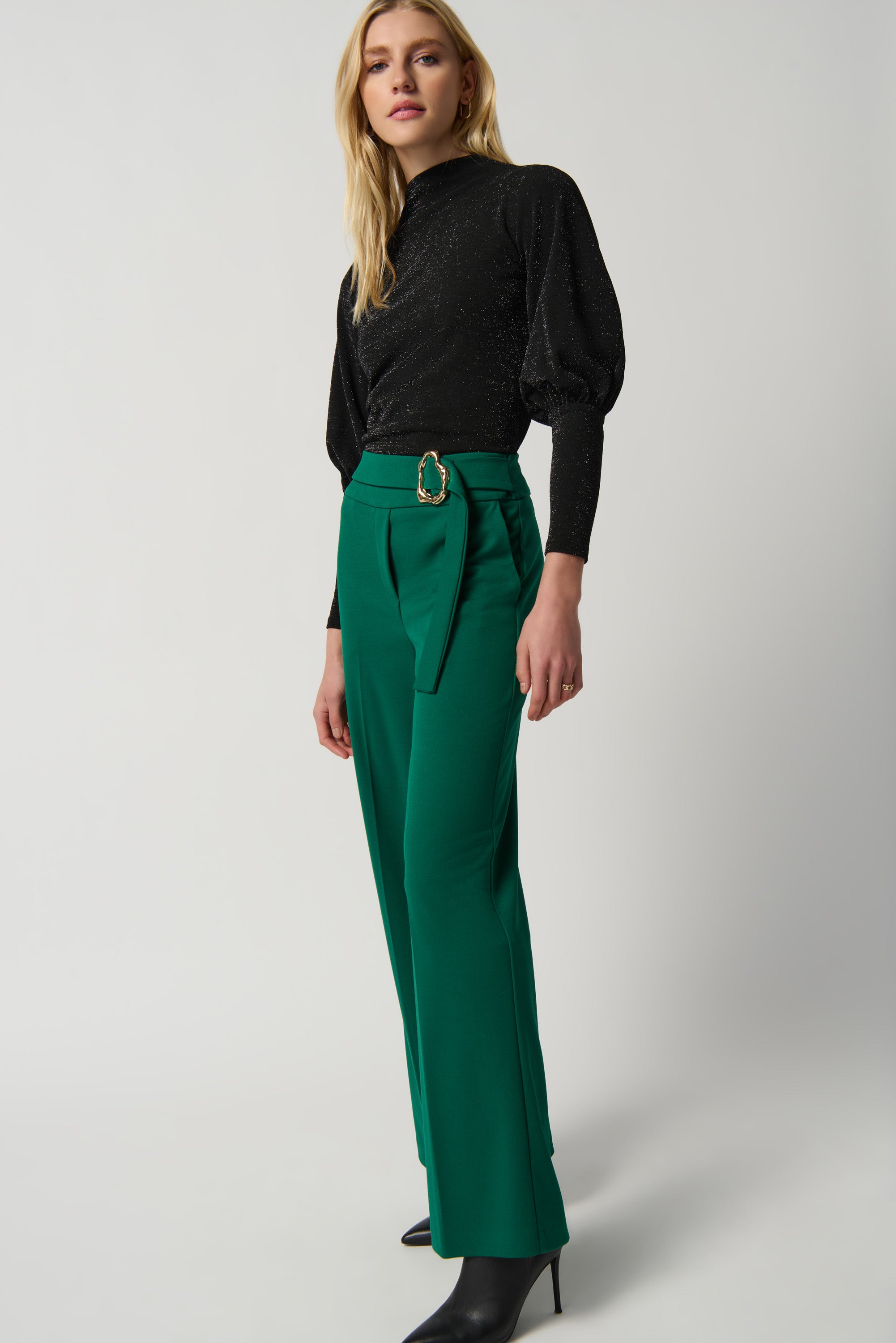 Joseph Ribkoff Ture Emerald Scuba Crepe Wide-Leg Pants Style