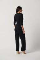 Joseph Ribkoff Black Scuba Crepe Wide-Leg Jumpsuit Style 234064