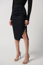 Joseph Ribkoff Black Scuba Crepe Straight Skirt With Side Slit Style 234118