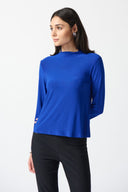 Joseph Ribkoff Royal Sapphire Silky Knit Long Sleeve Mock Neck Top Style 234129