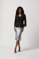 Joseph Ribkoff Black Taffeta Fitted Blazer With Shawl Collar Style 234144