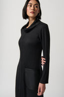 Joseph Ribkoff Charcoal Grey/Black Dress With Faux Leather Patched Pockets Style 234160