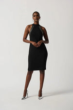 Joseph Ribkoff Black Sleeveless Dress With Rhinestone Detail Style 234204