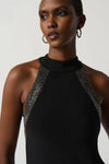 Joseph Ribkoff Black Sleeveless Dress With Rhinestone Detail Style 234204