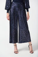 Joseph Ribkoff Midnight Blue Sequin Pull-On Culotte Pants Style 234215