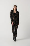 Joseph Ribkoff Black/Multi Baroque Print Silky Knit Blazer With Welt Detail Style 234284