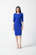 Joseph Ribkoff Royal Sapphire Scuba Crepe Boat Neckline Sheath Dress Style 234290