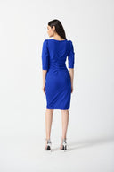 Joseph Ribkoff Royal Sapphire Scuba Crepe Boat Neckline Sheath Dress Style 234290