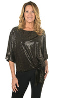 Frank Lyman Black/Gold Knit Top Style 234404