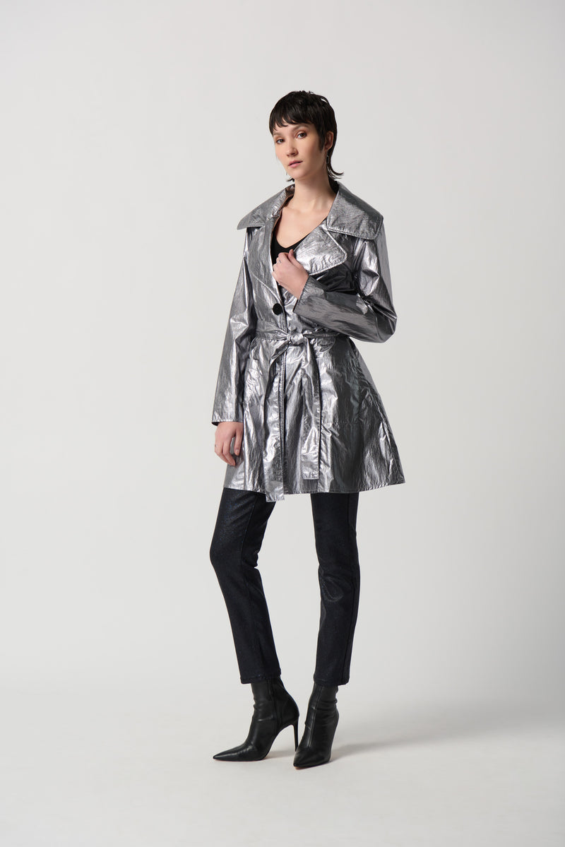 Joseph Ribkoff Metallic Coat With Notched Collar Style 234901 – Luxetire