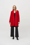 Joseph Ribkoff Lipstick Red Feather Yarn Flared Coat Style 234906