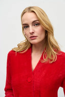 Joseph Ribkoff Lipstick Red Feather Yarn Flared Coat Style 234906