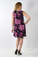 Frank Lyman Black/Purple Sleeveless Floral Print Dress Style 239100