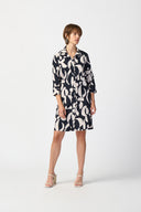 Joseph Ribkoff Black/Moonstone Abstract Print Trapeze Dress Style 241000