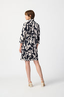 Joseph Ribkoff Black/Moonstone Abstract Print Trapeze Dress Style 241000