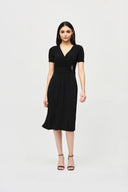 Joseph Ribkoff Black Pleated Wrap Dress Style 241013