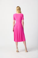 JOSEPH RIBKOFF Ultra Pink Pleated Wrap Dress Style 241013