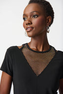 Joseph Ribkoff Black Top with Rhinestone Mesh Style 241017