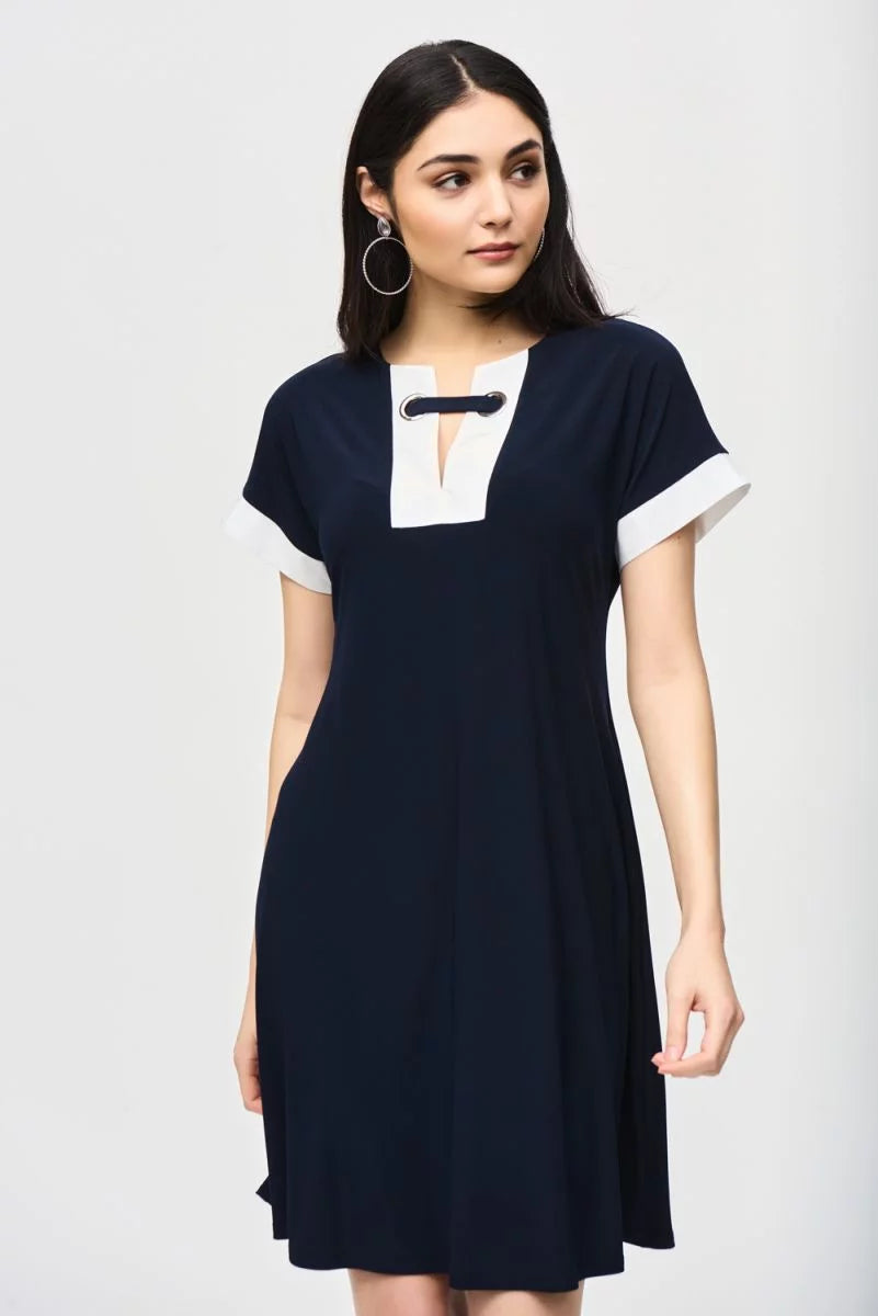 Joseph Ribkoff Midnight Color-Block A-line Dress Style 241030