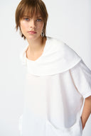 Joseph Ribkoff White Gauze Cowl Neck Tunic Style 241043