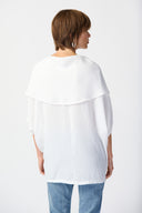 Joseph Ribkoff White Gauze Cowl Neck Tunic Style 241043