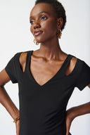 Joseph Ribkoff Black Cutout Neckline Sheath Dress Style 241053