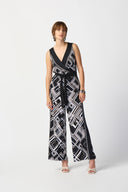 Joseph Ribkoff Black/Multi Geometric Print Wide-Leg Pants Style 241072