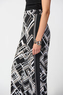 Joseph Ribkoff Black/Multi Geometric Print Wide-Leg Pants Style 241072