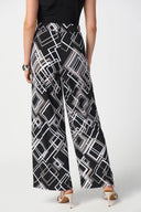 Joseph Ribkoff Black/Multi Geometric Print Wide-Leg Pants Style 241072