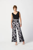 Joseph Ribkoff Black/Multi Geometric Print Wide-Leg Pants Style 241072