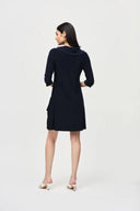 Joseph Ribkoff Midnight Blue Cowl Collar Cocoon Dress Style 241082