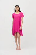 Joseph Ribkoff Ultra Pink Chiffon Layered Trapeze Dress Style 241084