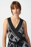 Joseph Ribkoff Black/Multi Geometric Print Wrap Top Style 241085