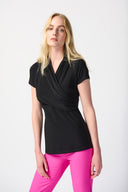 Joseph Ribkoff Black Wrap Neckline Fitted Top Style 241092