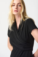 Joseph Ribkoff Black Wrap Neckline Fitted Top Style 241092