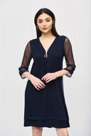 Joseph Ribkoff Midnight Blue Layered Dress Style 241115