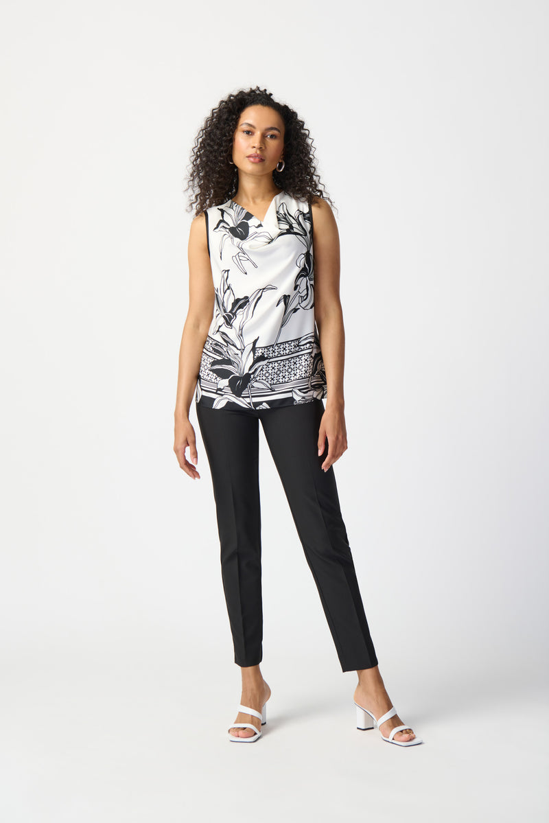 Joseph Ribkoff Floral Print Capris Style 212232 - Black/white