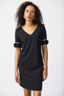 Joseph Ribkoff Black/Off-White Straight Dress Style 241130