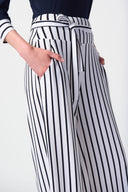 Joseph Ribkoff Vanilla/Midnight Blue Striped Wide-Leg Pants Style 241135