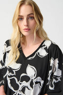 Joseph Ribkoff Black/Vanilla Floral Print Poncho Style 241170