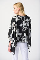 Joseph Ribkoff Black/Vanilla Floral Print Poncho Style 241170