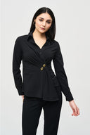 Joseph Ribkoff Black Wrap Blouse Style 241181