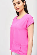 Joseph Ribkoff Ultra Pink Textured Woven Boxy Top Style 241217