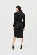 Joseph Ribkoff Black Satin Shirt Dress Style 241236