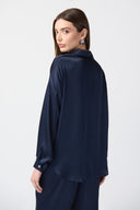 Joseph Ribkoff Midnight Blue Long Sleeve Satin Shirt Style 241242